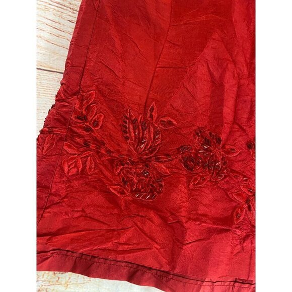 Ann Taylor Women's Red Silk Beaded Cocktail Dress - 8 - Picture 2 of 13
